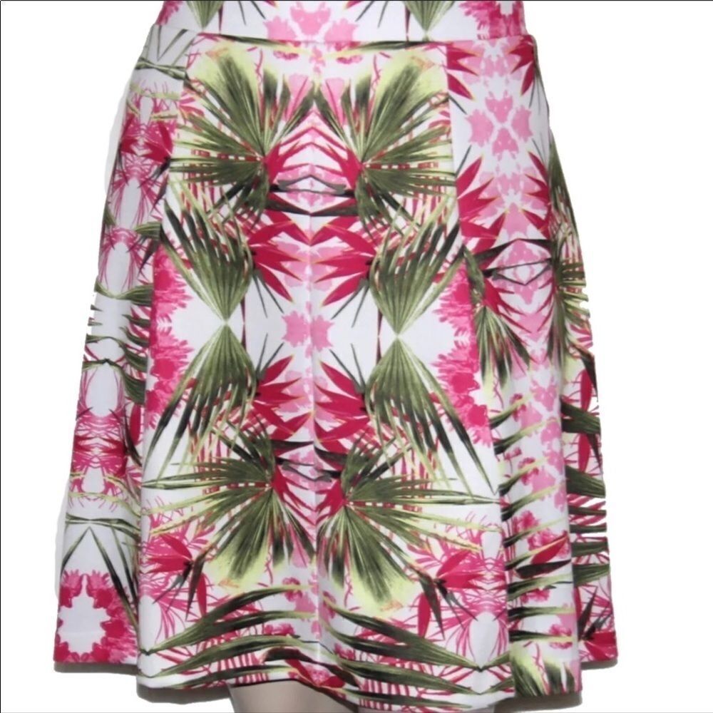 Summer Tropical Elastic Waist Above Knee A-line Skirt